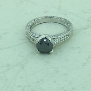 Black diamond 925 Sterling Silver Promise Ring